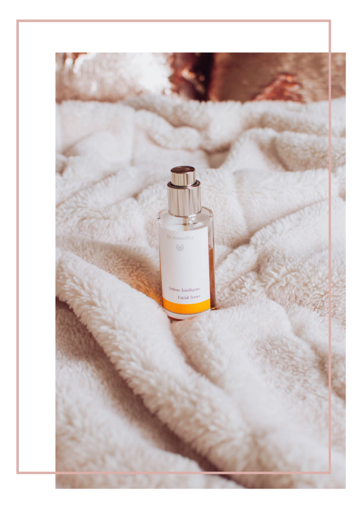 A bottle of Dr. Hauschka's facial toner - one of my most prized beauty products in my skincare routine.