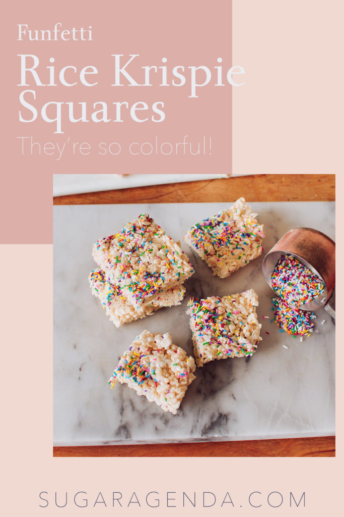 These homemade Funfetti Rice Krispie Squares are a breeze to make and your kiddos will love how colourful they are!