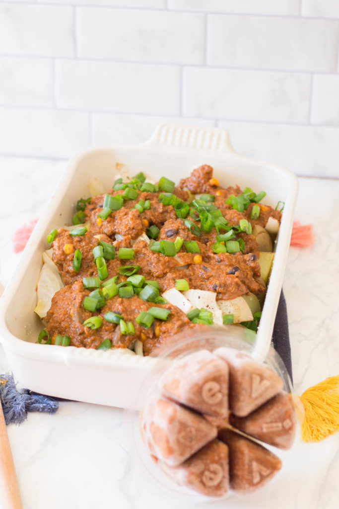 This Vegan Loaded Baked Potato Casserole boasts all the delicious flavours of a loaded baked potato… but in an easy casserole form.