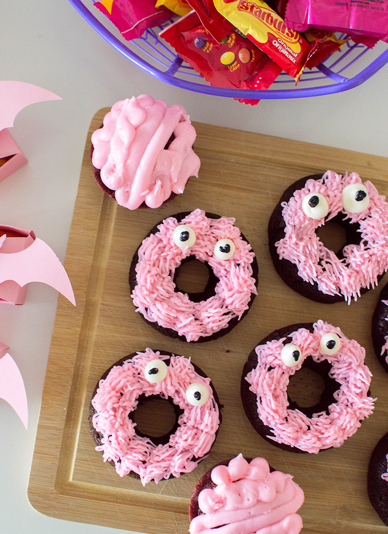 Pink Monster Donuts for Halloween