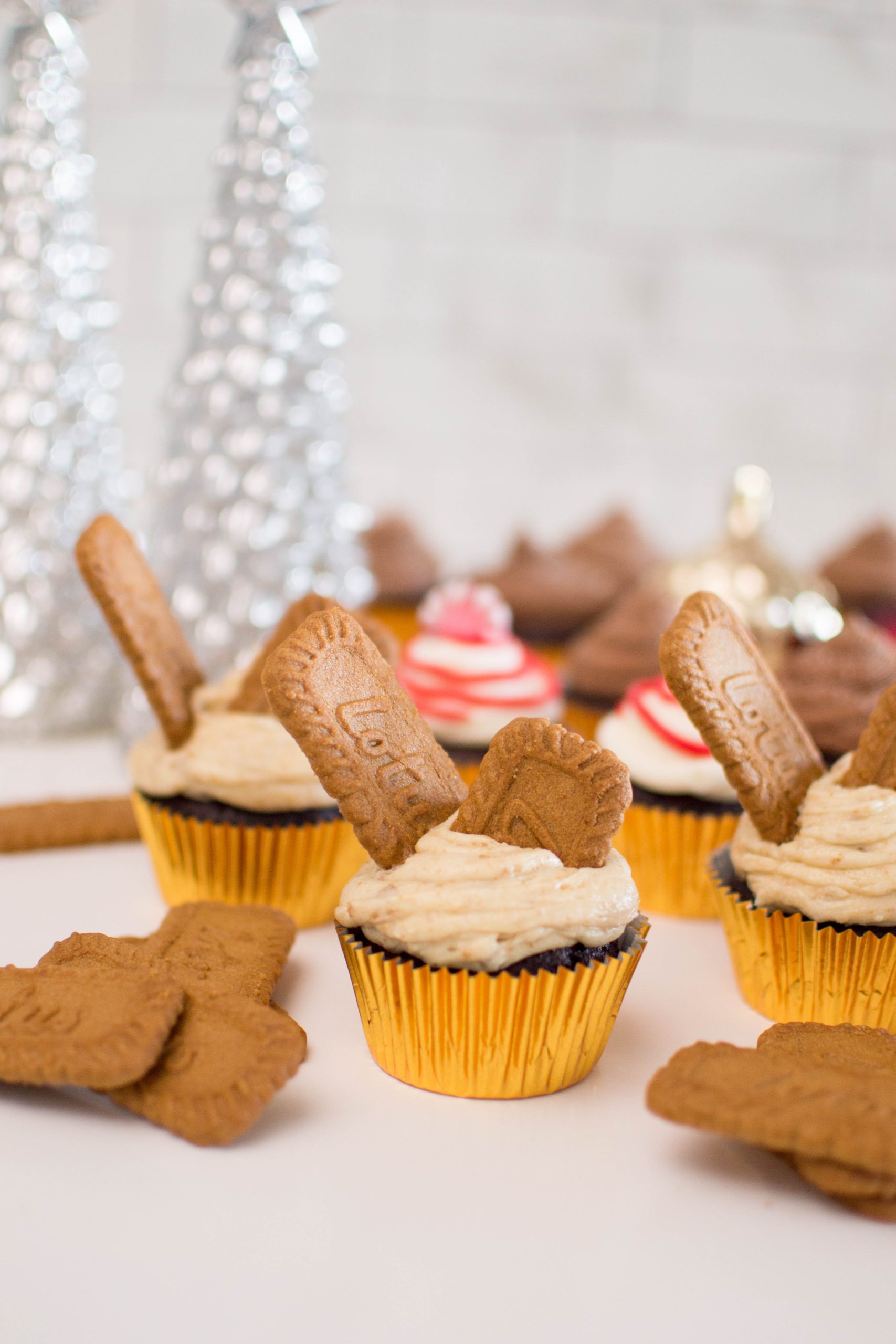 Our Biscoff Cupcakes are made up of a chocolate cupcake base, and topped with Biscoff buttercream – a frosting that’s luscious, smooth, and jam-packed full of flavor!