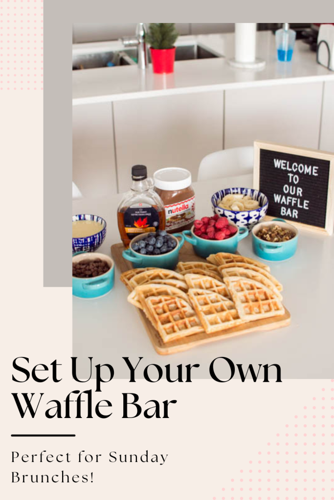 It doesn’t take much to put together a waffle bar. Elevate your next Sunday brunch by whipping up some Belgian waffles and pairing it with some delicious waffle bar elements like fruits, nuts, and maple syrup!