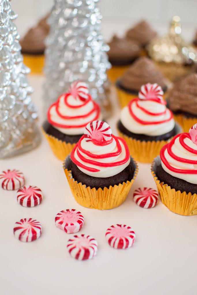 These Chocolate Peppermint Cupcakes are jam-packed full of flavor and just oh-so-perfect for the holiday season! They’re the perfect addition to any Christmas dessert table!