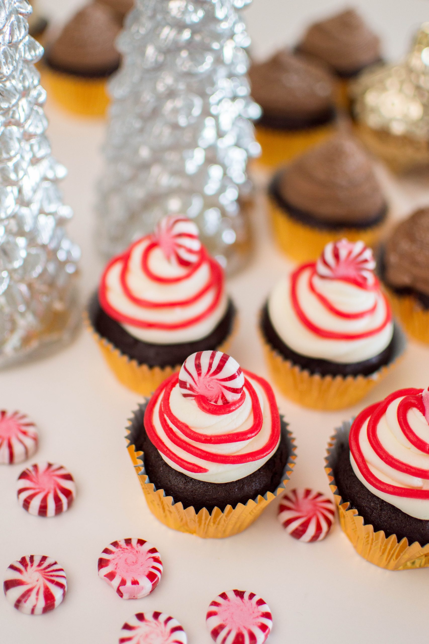 These Chocolate Peppermint Cupcakes are jam-packed full of flavor and just oh-so-perfect for the holiday season! They’re the perfect addition to any Christmas dessert table!